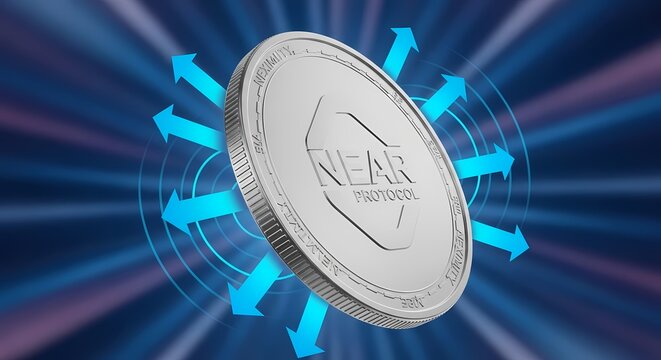 NEAR Protocol Cryptocurrency Coin with Arrows Indicating Network Connectivity
