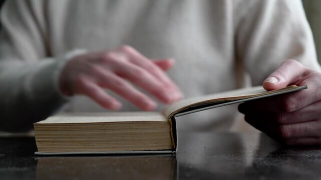 Close-up of Flipping Book Pages with Original Soft Rustling and Shuffling Sound
