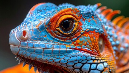極彩色のトカゲの顔のイメージ画像