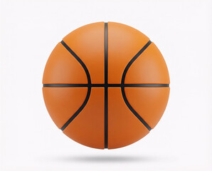 Single Orange Basketball Isolated on White Background for Sports and Fitness Design