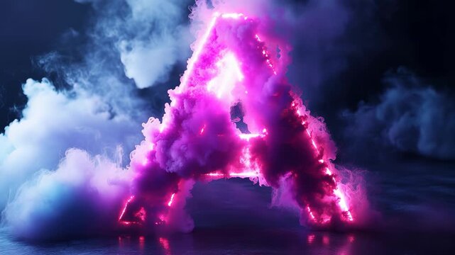 Intro logo reveal with dynamic smoke transition featuring the letter A in vivid colors, intro logo reveal transition alpha