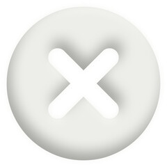 Obraz premium 3D Glossy white Cross Mark Icon for Rejected Status, Error, Delete, and Negative Validation Symbols