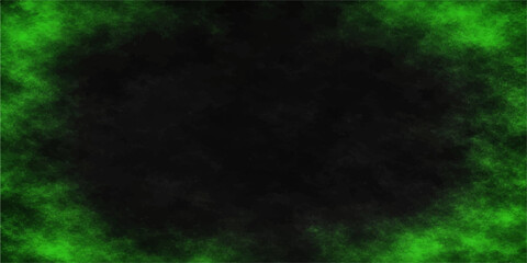 A bright green abstract smoke texture swirls through a dark space design like a neon storm cloud or cosmic explosion against a black nature backdrop © MdShakibAhamed