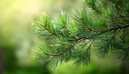 vibrant green pine branch with fresh needles evokes sense of natural beauty