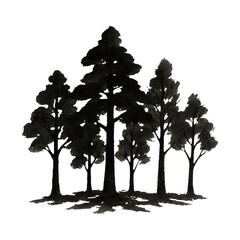 Fototapeta premium PNG Monochrome forest silhouette art