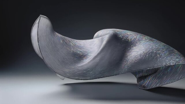 Billowing silk scarf waves with iridescent thread sheen tactile flow