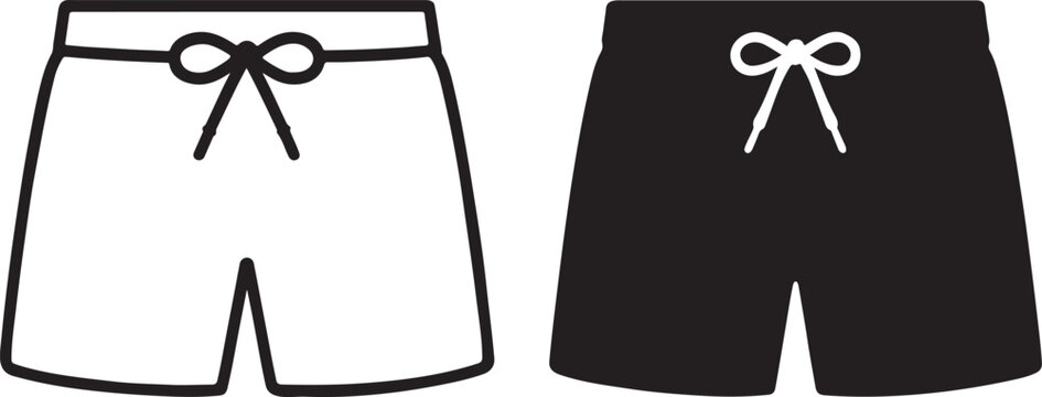 Swim trunks silhouette bold and outline vector icon.