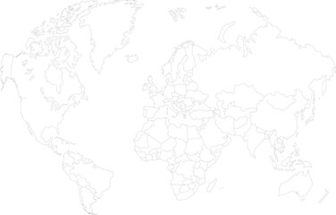 Obraz premium Outline World Map With Country Borders Keywords: world map, globe, earth, continents, countries