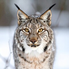 Fototapeta premium Portrait d'un lynx dans son milieu naturel. Generated Image. 