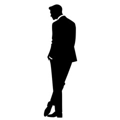 Elegant Man in Suit Silhouette , Minimalist Retro Gentleman Standing