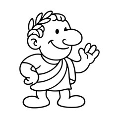 Obraz premium PNG Cartoon Roman character waving happily.