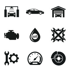 Fototapeta premium Car maintenance and repair icons for automotive service and industry