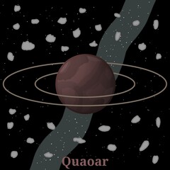 Minor Planet Quaoar Illustration (Has 2 Thin Rings Far From Its Roche limit) – Solar System Minor Planet Illustration © Zhafran Visuals
