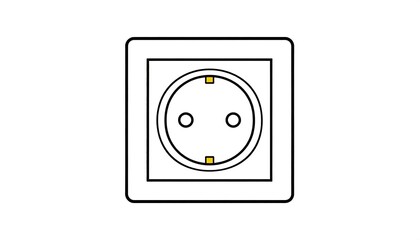 Simplified graphic of a standard electrical outlet in a square frame, centered against a pure white backdrop