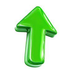 Glossy Lime Green Upward Curving Arrow Shape isolated on a transparent background