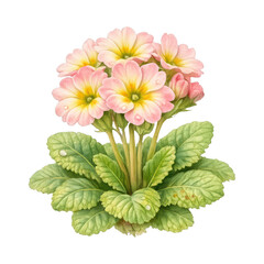 Obraz premium PNG Delicate primrose watercolor illustration.