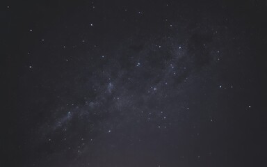 A dark and blurry night sky with stars and a galaxy