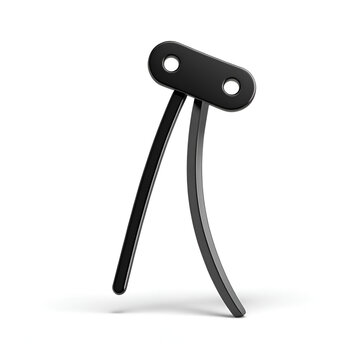Illustration of a black cotter pin with a curved top and a zigzag shaped side against a white background