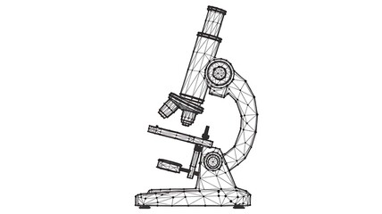 Obraz premium Wireframe Microscope 3D Render: Science, Research & Technology Concept