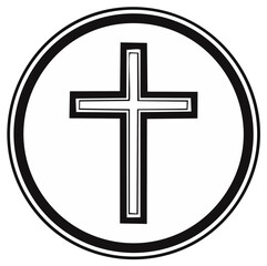 Fototapeta premium Christian Cross Symbol Within a Circle Graphic Religious Icon