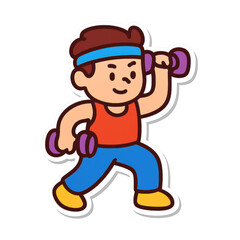 Naklejka premium PNG Cartoon fitness character exercising