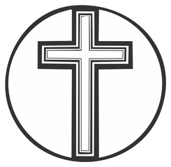 Obraz premium Religious Cross Symbol in Circle Isolated on White Christianity Symbol Faith Graphic