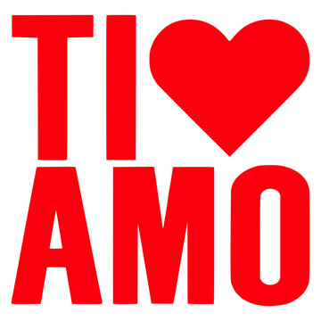 ti amo text with a heart symbol, I love you, italian, valentine's day, romance, vector