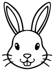 Fototapeta premium Minimalistic Line Art Portrait of a Happy Bunny Rabbit