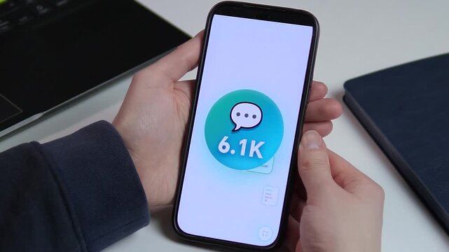 A visual metaphor for viral engagement and digital buzz. This close-up captures the exhilarating moment of a social media post or content going viral, with a message counter skyrocketing by thousands