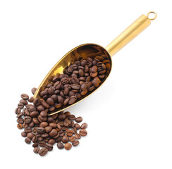 Obraz premium Coffee beans in scoop isolated on white