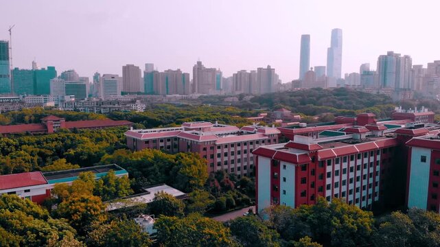 Changsha Aerial Cityscape with Modern Towers and Red Buildings