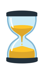 egg timer silhouette with sand level halfway simple kitchen countdown object . colored flat icon vector illustration