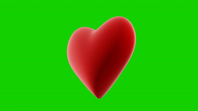 Red hearts pierced by Cupid's arrow isolated on white background. Valentine's Day, love, and romance concepts. Green chroma key, luma matte included.