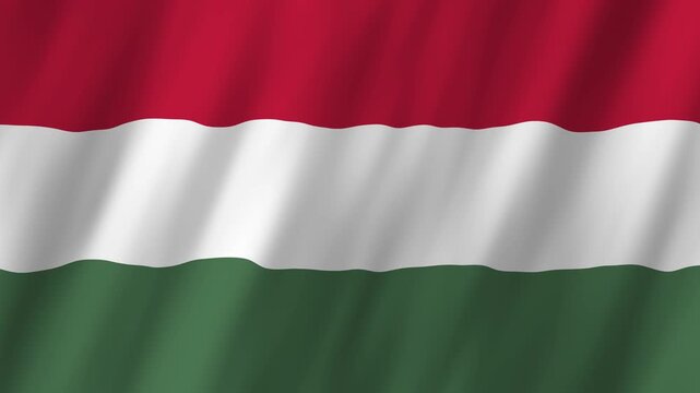 Hungary Flag Waving on Wind, Realistic 4K Background Animation