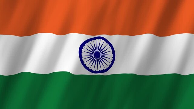 India Flag Waving on Wind, Realistic 4K Background Animation