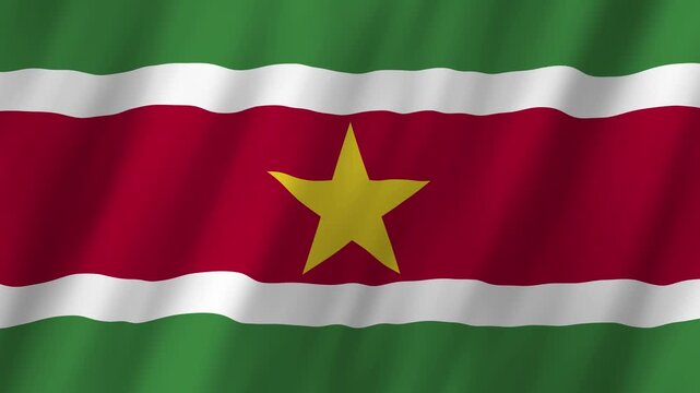 Suriname Flag Waving on Wind, Realistic 4K Background Animation