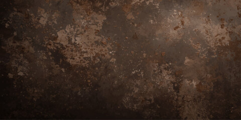 Obraz premium A weathered vintage wall features a dark brown rusty metal texture with an aged grungy pattern and rough dirty surface for an antique industrial backdrop design