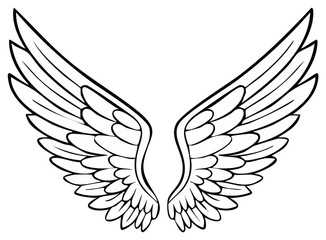 Fototapeta premium Graphic illustration of stylized angel wings in black and white