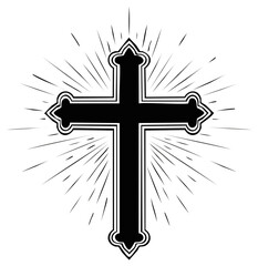 Elegant Christian Cross Symbol with Radiant Rays of Light