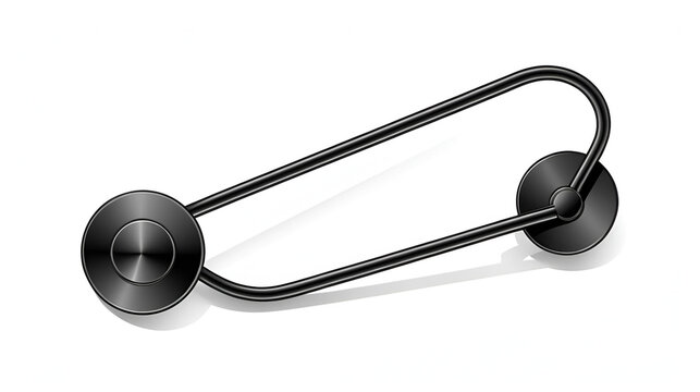 Illustration of a black cotter pin with a circular head and an angled bend on a white background plane