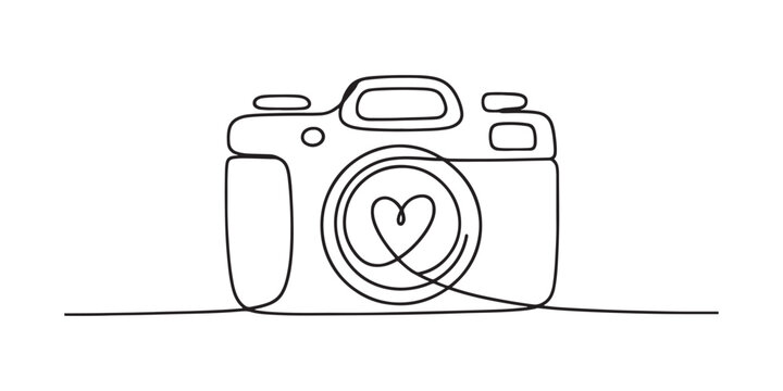 Continuous line camera with heart lens shape
