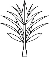 Obraz premium Black and White Dracaena Angolensis Snake Plant Line Art Illustration