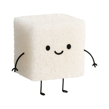 PNG Cute sugar cube character illustration.