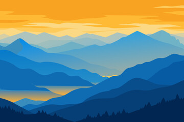 Fototapeta premium Mountain range at sunset