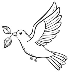 Obraz premium Dove Flying with Olive Branch Illustration Symbol of Peace Hope and New Beginnings