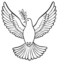 Obraz premium Dove of peace carrying an olive branch, symbol of harmony and goodwill