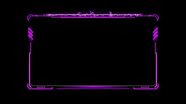 Purple electric webcam for streaming border with on transparent background. Animation Border gaming overlay