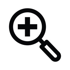 Obraz premium A magnifying glass with a medical cross symbol is used for searching and inspecting health and medical information.