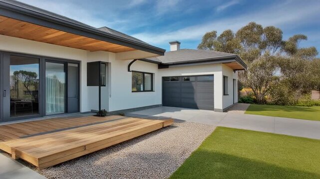 The renovation of a modern home extension in Melbourne includes the addition of a deck, pati.