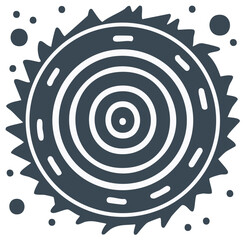 Circular saw blade illustration, mechanical tool icon, woodworking equipment concept